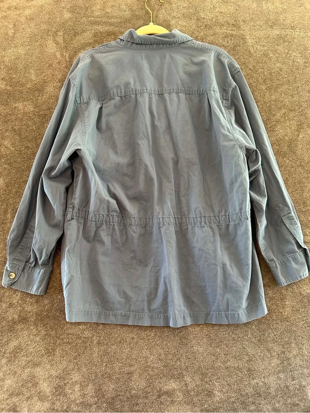 Norm Thompson Vintage Slate Blue Utility Safari Jacket Cinch Waist Gorpcore XL